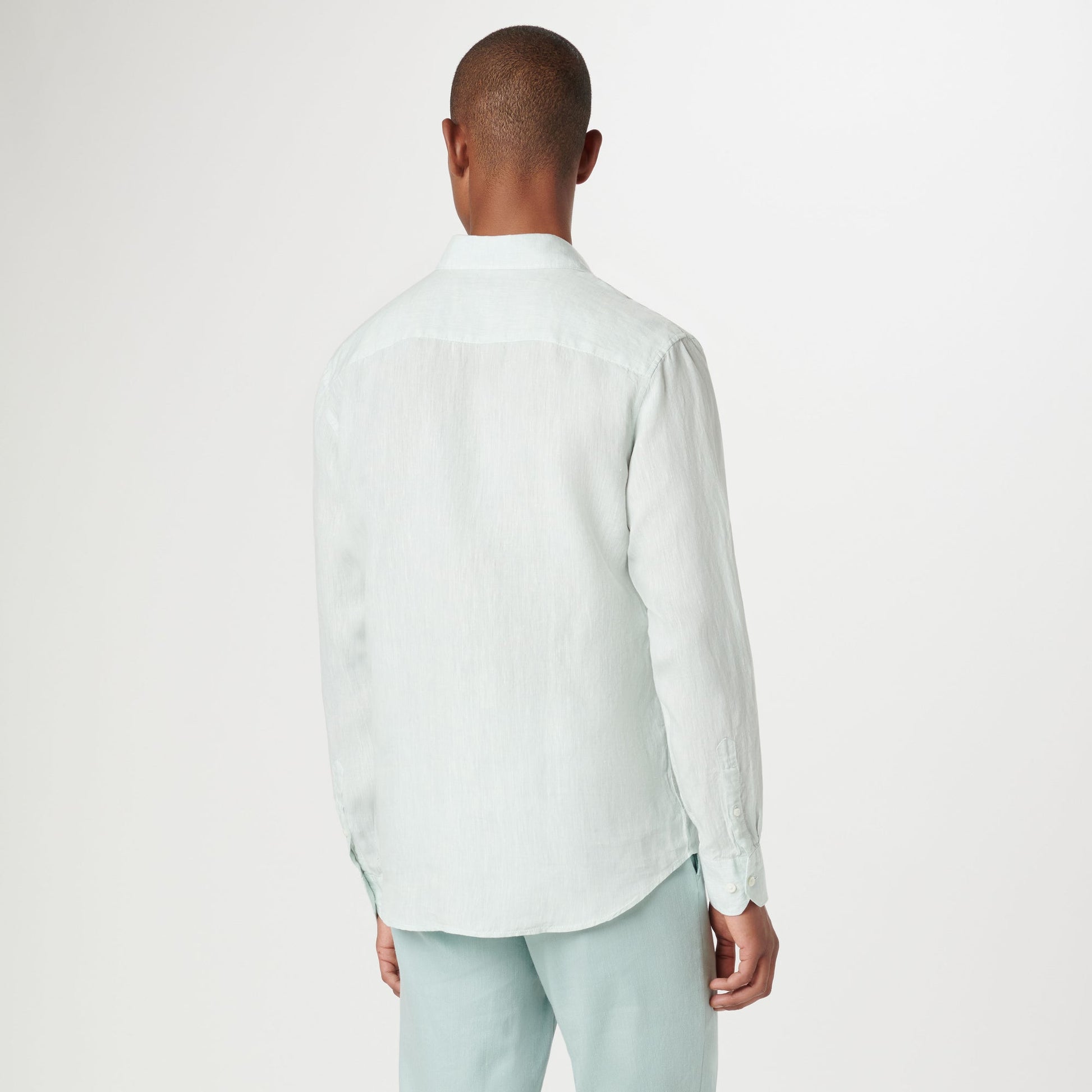 Bugatchi Axel Solid Linen Shirt Seafoam