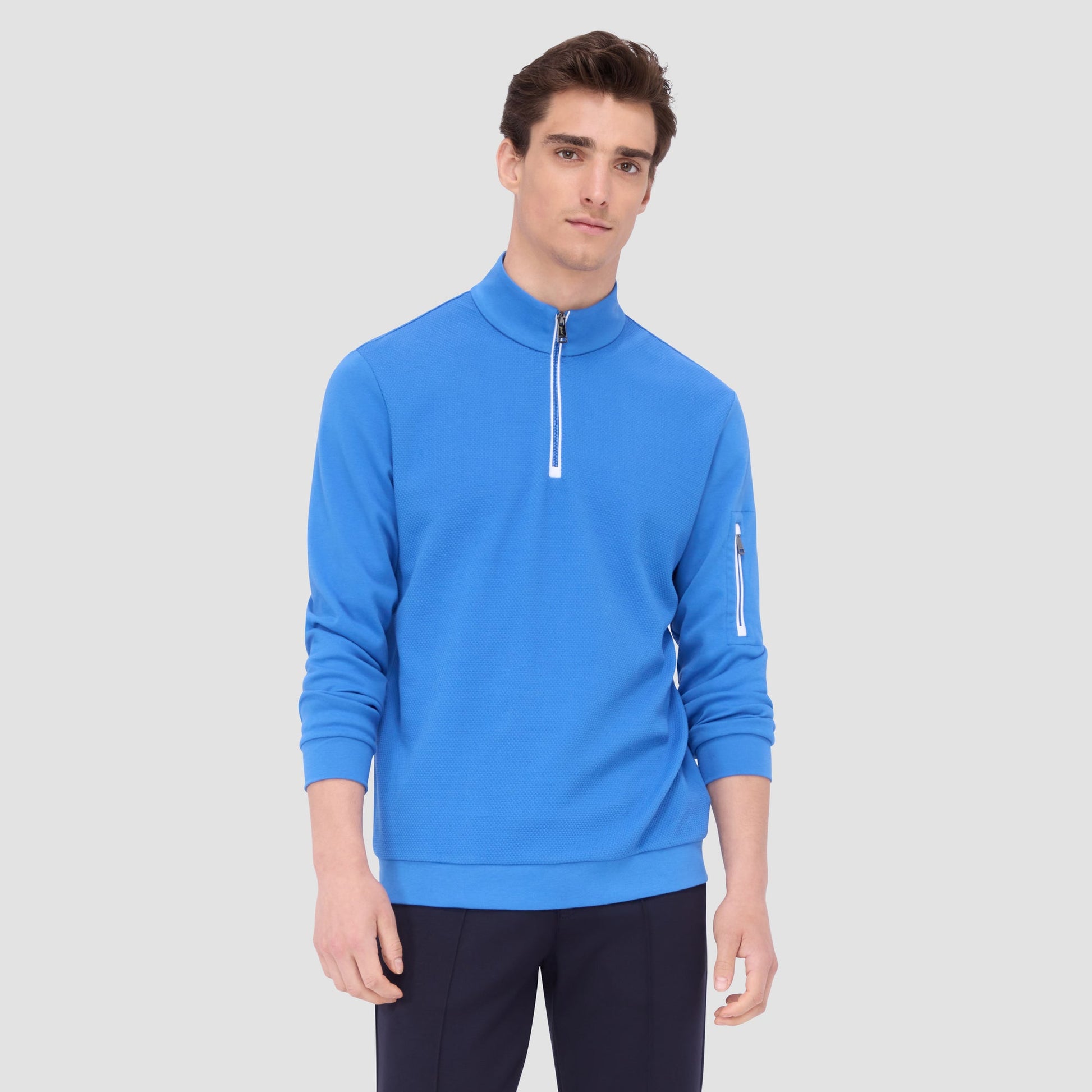Bugatchi Beehive Quarter-Zip Pullover Classic Blue