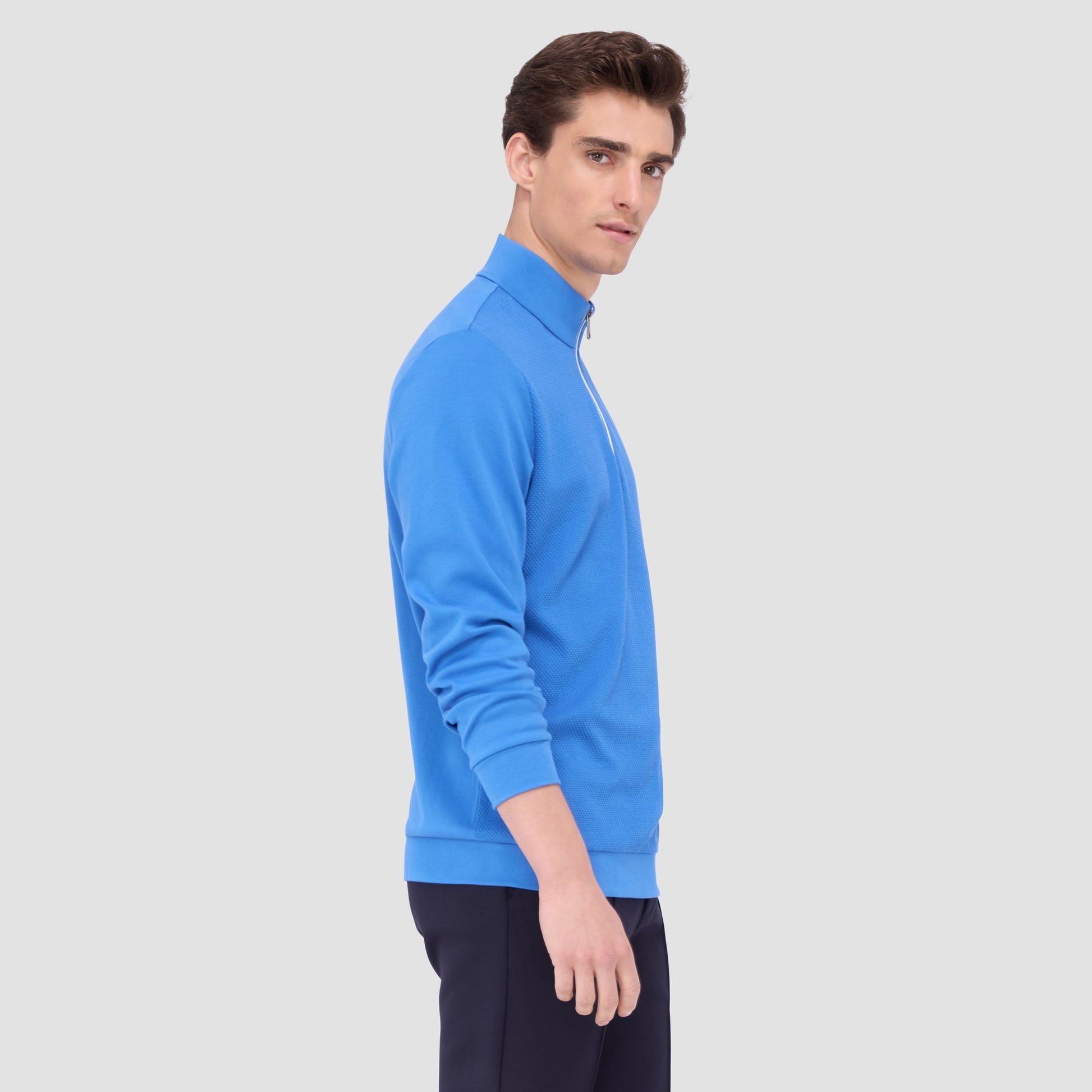 Bugatchi Beehive Quarter-Zip Pullover Classic Blue