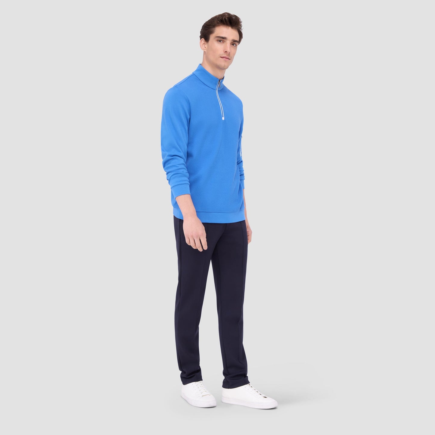 Bugatchi Beehive Quarter-Zip Pullover Classic Blue