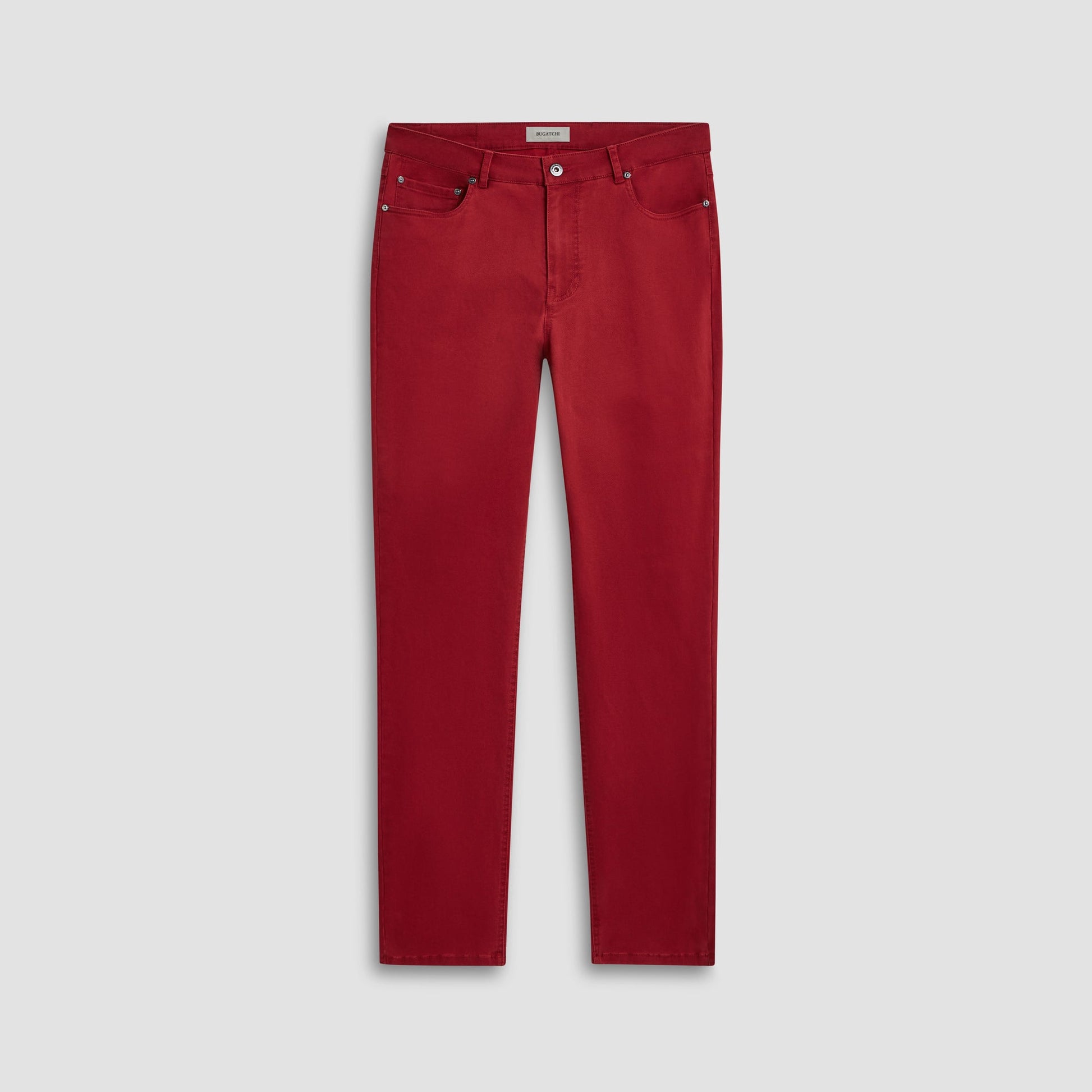 Bugatchi Preston Micro Basketweave Printed Five-Pocket Pants Ruby