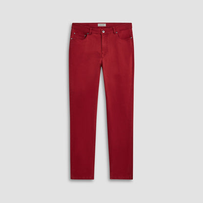 Bugatchi Preston Micro Basketweave Printed Five-Pocket Pants Ruby
