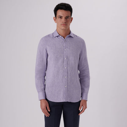 Bugatchi Axel Solid Linen Shirt Iris