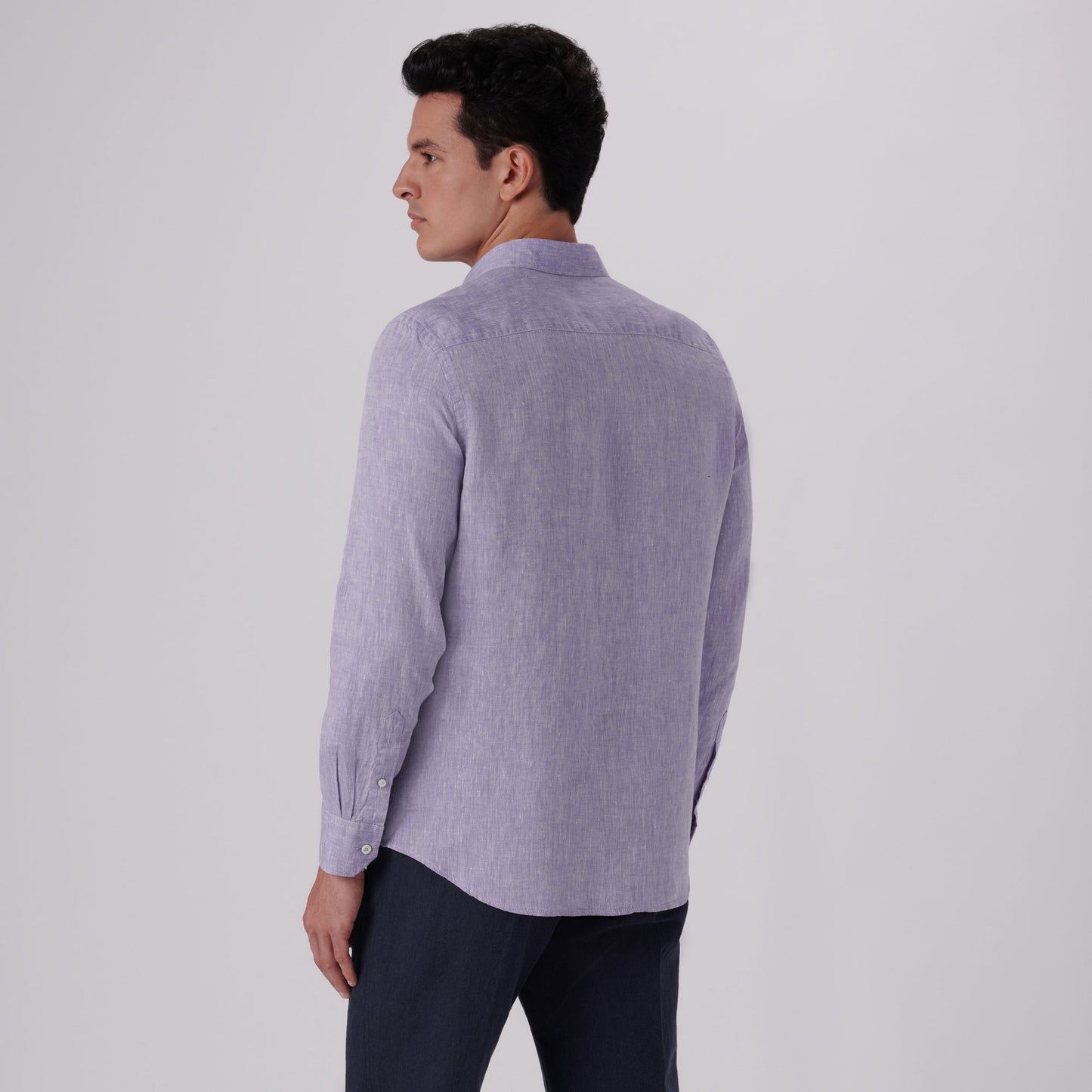 Bugatchi Axel Solid Linen Shirt Iris