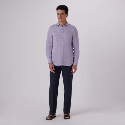 Bugatchi Axel Solid Linen Shirt Iris