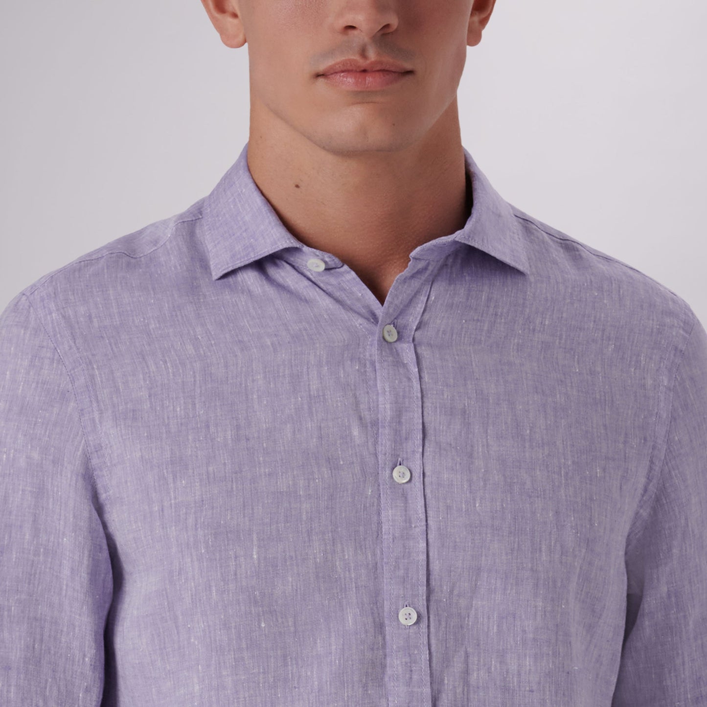 Bugatchi Axel Solid Linen Shirt Iris