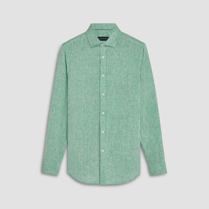 Bugatchi Axel Solid Linen Shirt Jade