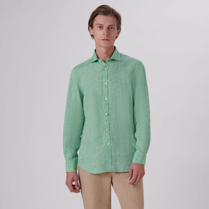 Bugatchi Axel Solid Linen Shirt Jade