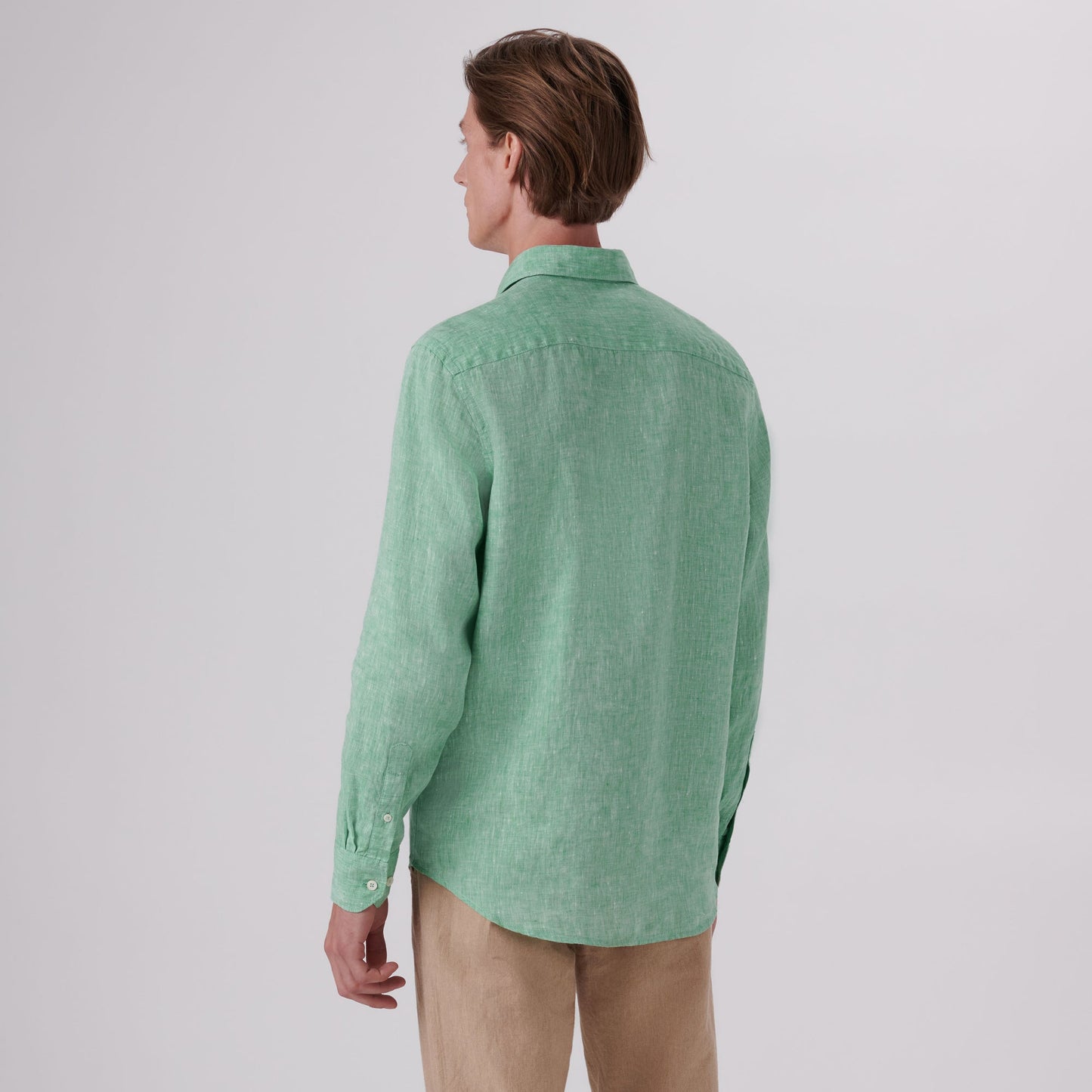 Bugatchi Axel Solid Linen Shirt Jade