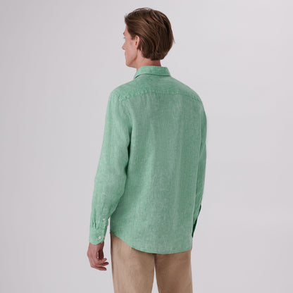 Bugatchi Axel Solid Linen Shirt Jade