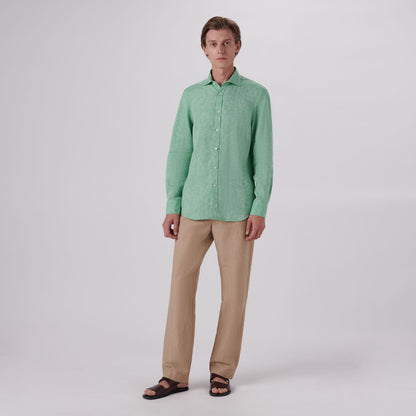 Bugatchi Axel Solid Linen Shirt Jade