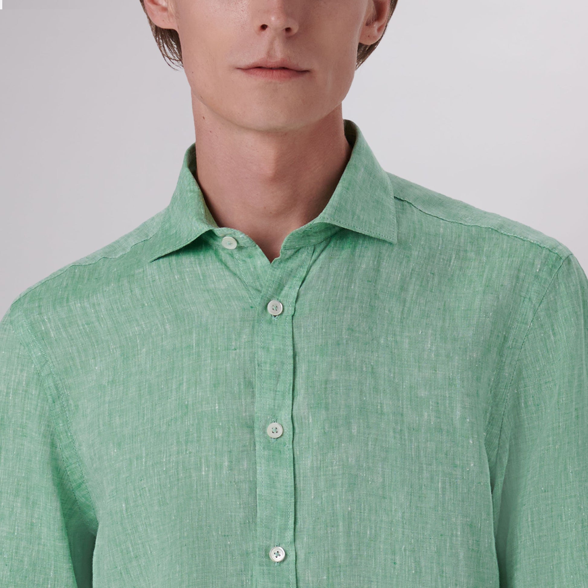 Bugatchi Axel Solid Linen Shirt Jade