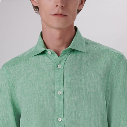 Bugatchi Axel Solid Linen Shirt Jade