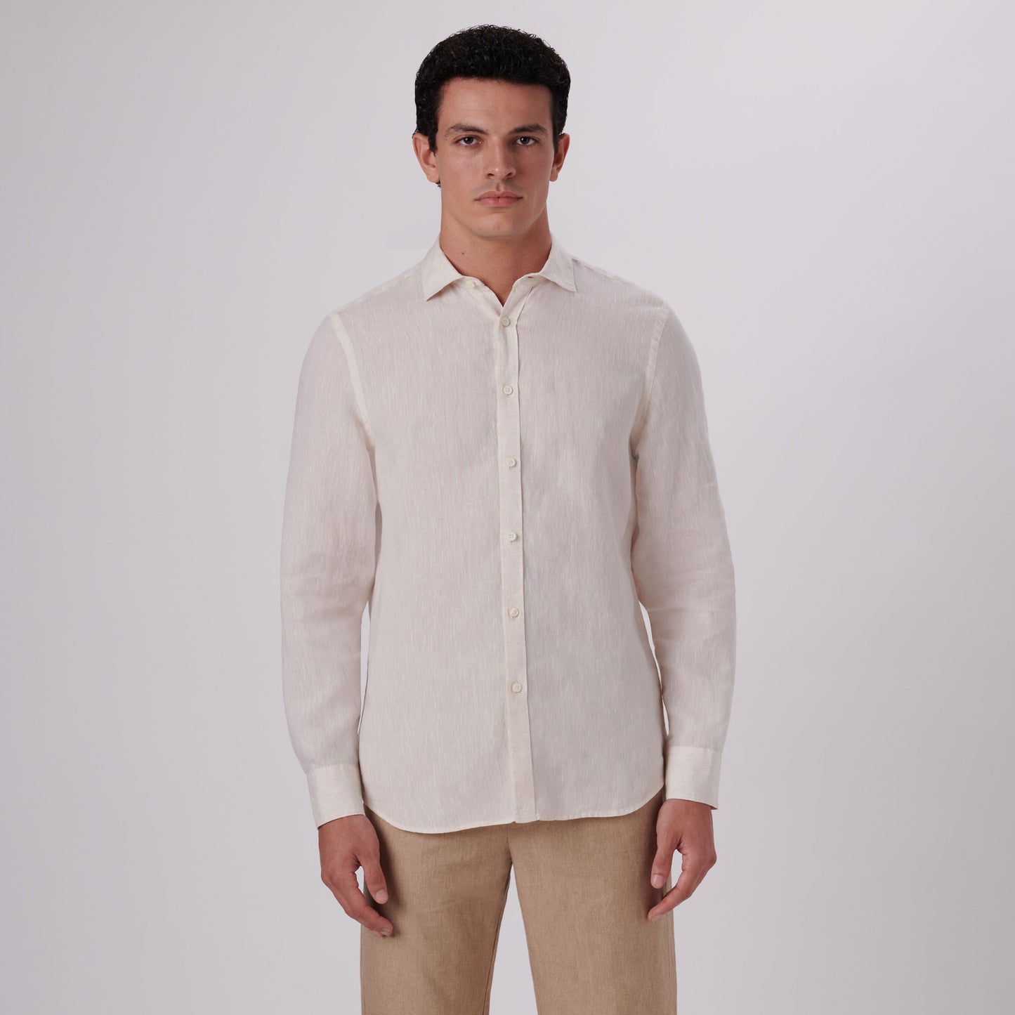 Bugatchi Axel Solid Linen Shirt Sand