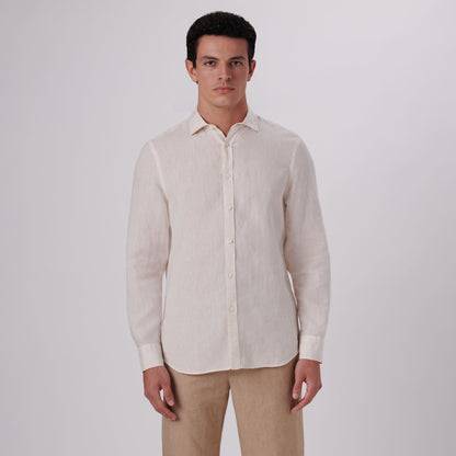 Bugatchi Axel Solid Linen Shirt Sand