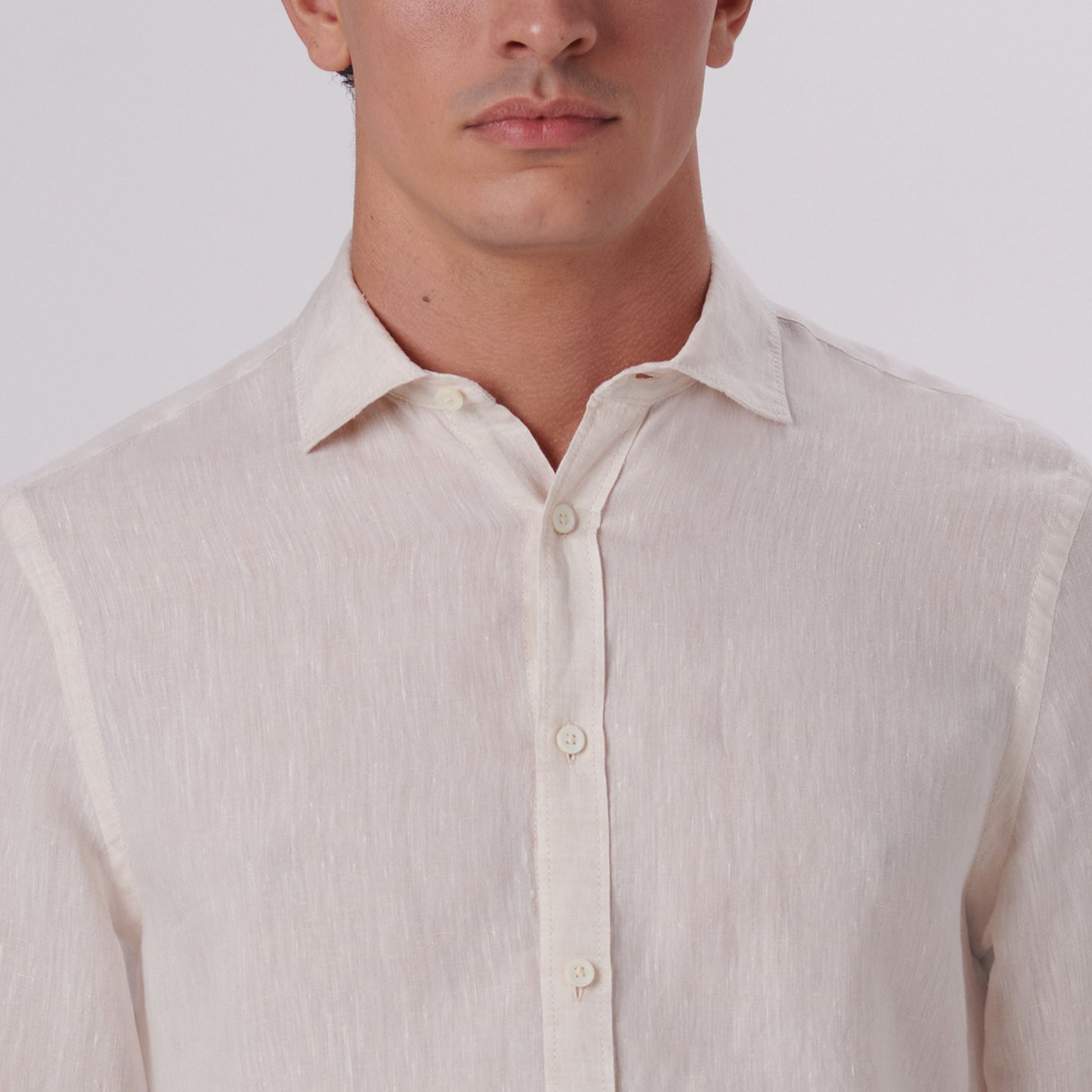 Bugatchi Axel Solid Linen Shirt Sand