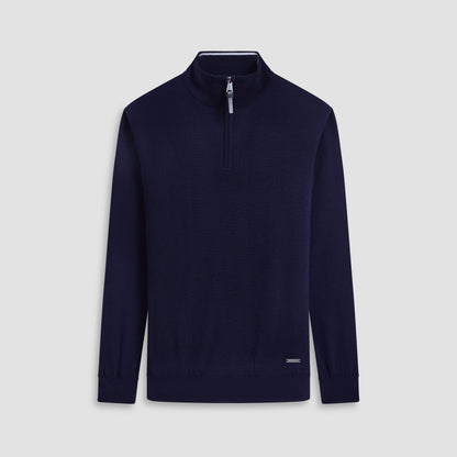 Bugatchi Spencer Quarter-Zip Super Merino™ Sweater Navy