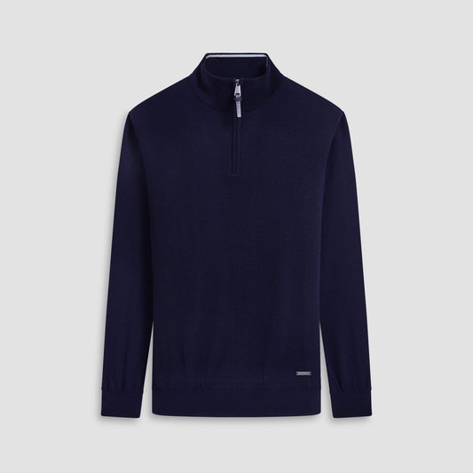 Bugatchi Spencer Quarter-Zip Super Merino™ Sweater Navy