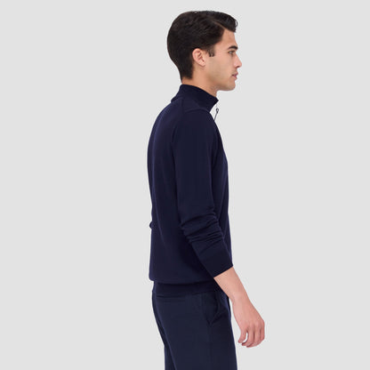 Bugatchi Spencer Quarter-Zip Super Merino™ Sweater Navy
