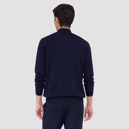 Bugatchi Spencer Quarter-Zip Super Merino™ Sweater Navy