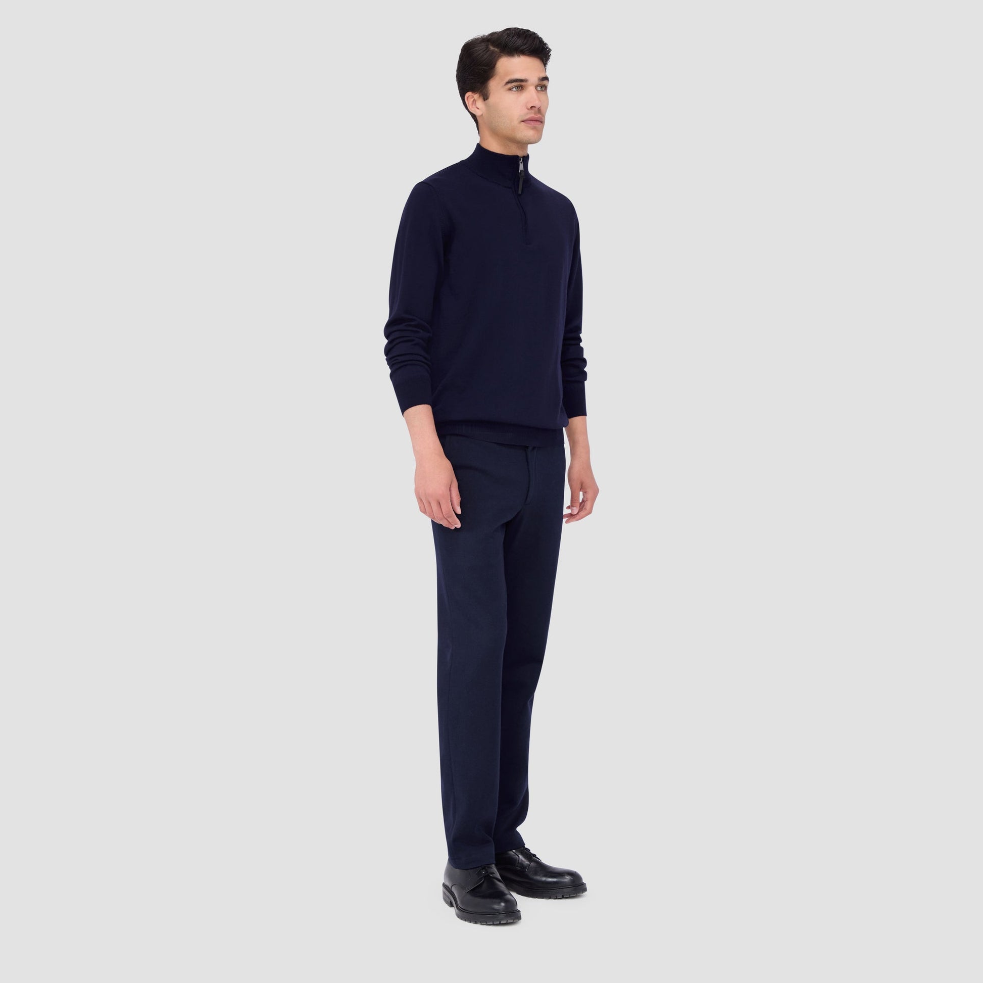 Bugatchi Spencer Quarter-Zip Super Merino™ Sweater Navy