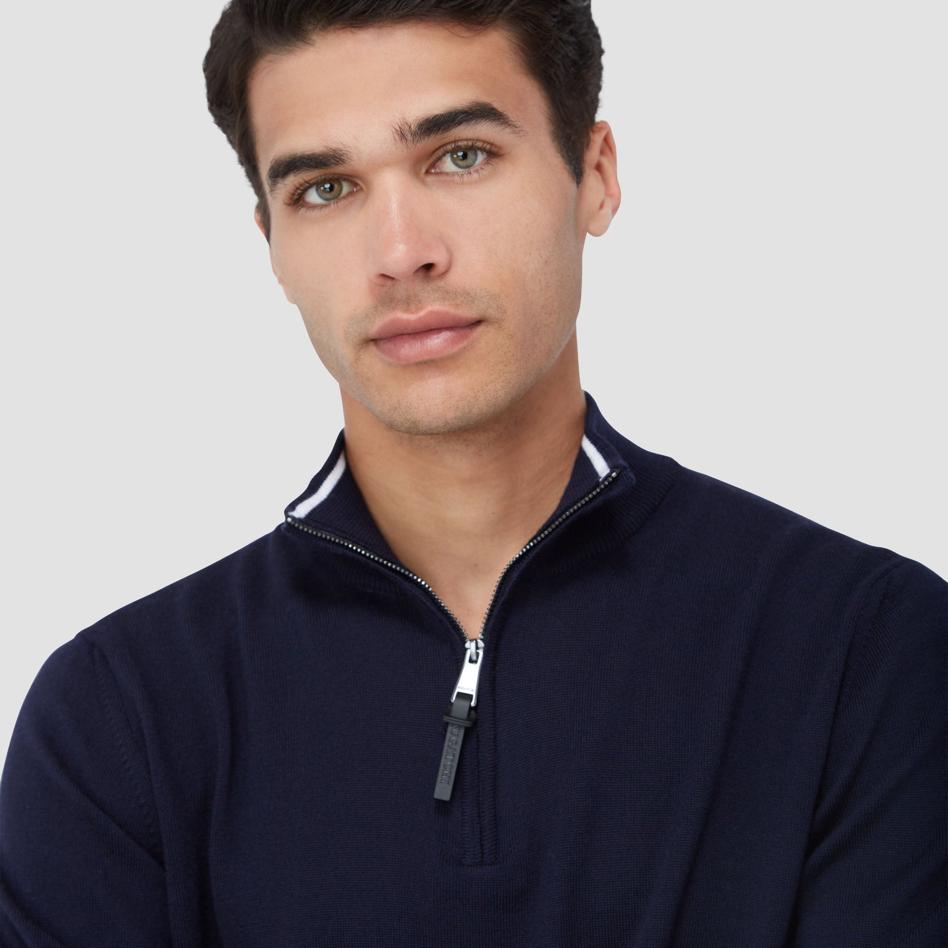 Bugatchi Spencer Quarter-Zip Super Merino™ Sweater Navy