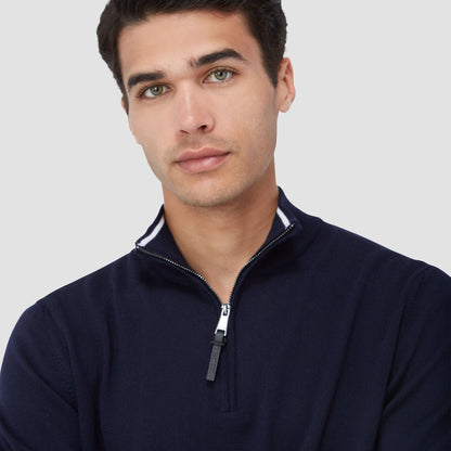 Bugatchi Spencer Quarter-Zip Super Merino™ Sweater Navy
