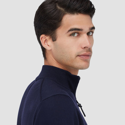 Bugatchi Spencer Quarter-Zip Super Merino™ Sweater Navy