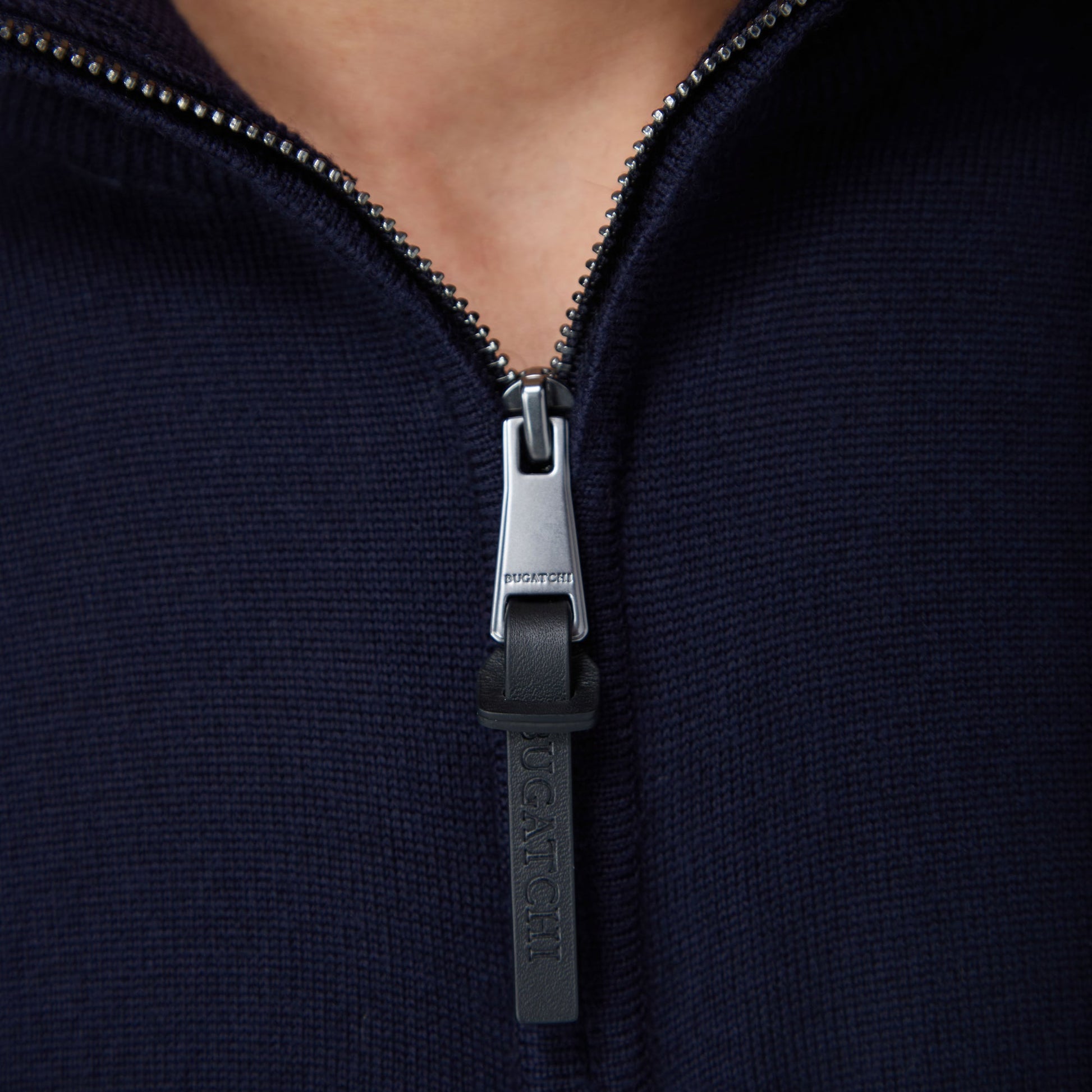 Bugatchi Spencer Quarter-Zip Super Merino™ Sweater Navy
