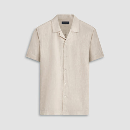 Bugatchi Jackson Solid Linen Camp Shirt Beige