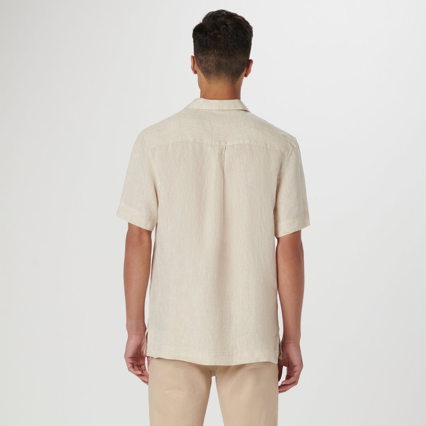 Bugatchi Jackson Solid Linen Camp Shirt Beige