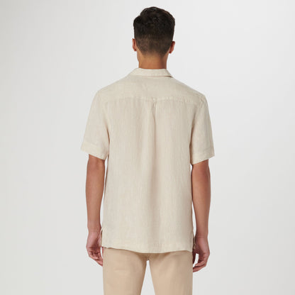 Bugatchi Jackson Solid Linen Camp Shirt Beige