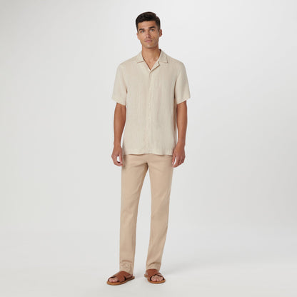 Bugatchi Jackson Solid Linen Camp Shirt Beige
