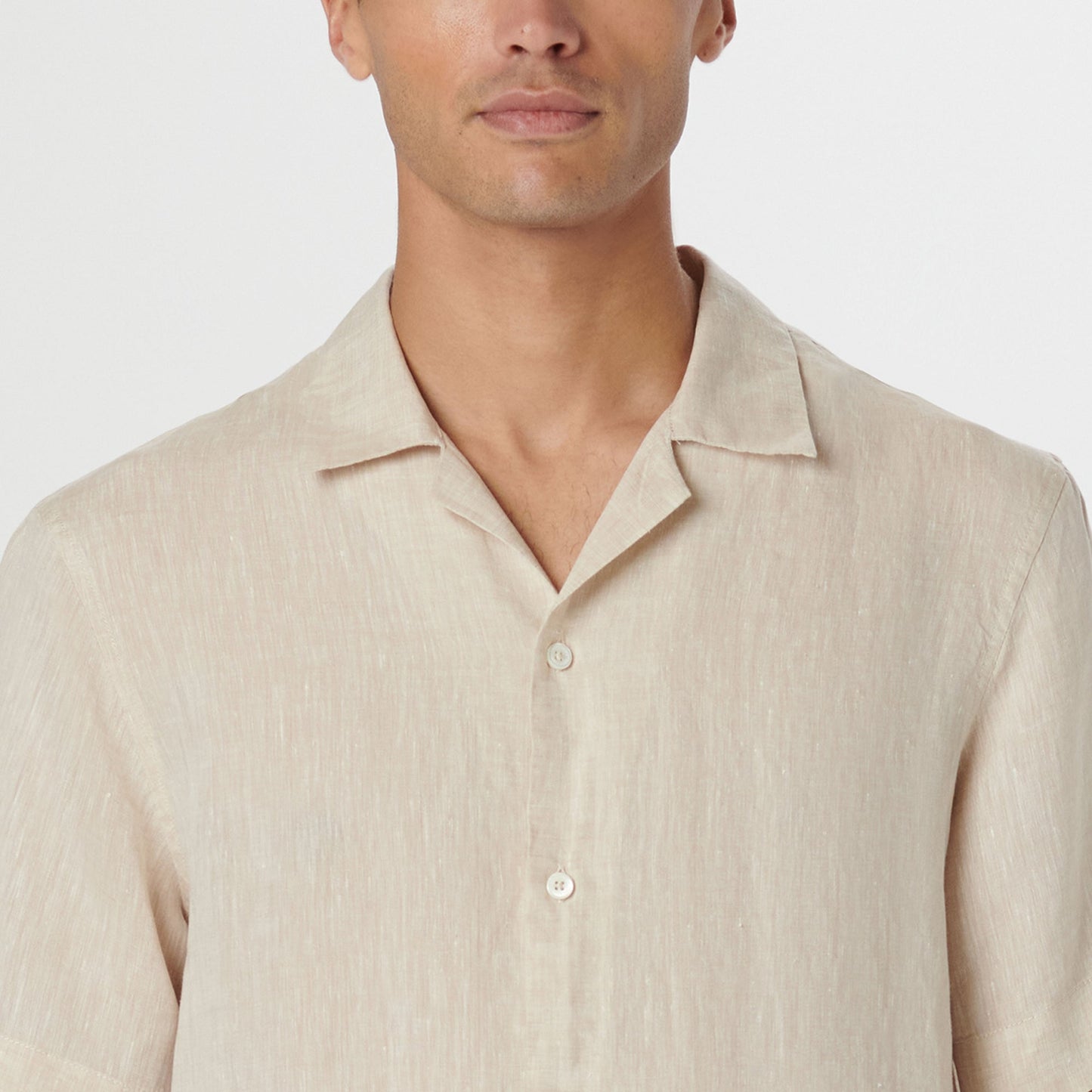 Bugatchi Jackson Solid Linen Camp Shirt Beige