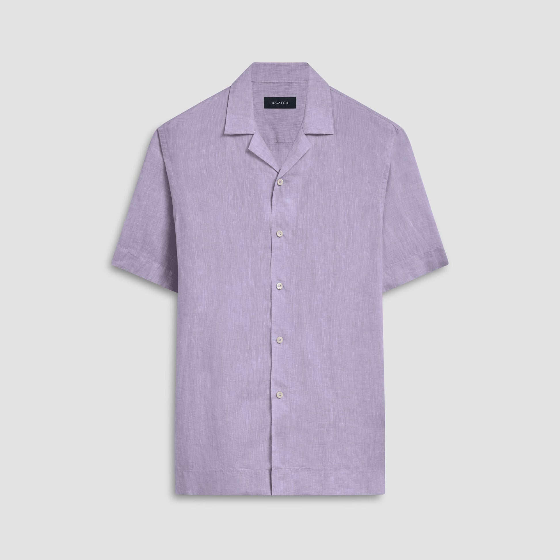 Bugatchi Jackson Solid Linen Camp Shirt Iris