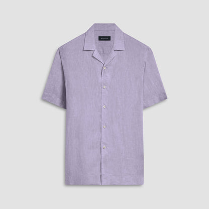 Bugatchi Jackson Solid Linen Camp Shirt Iris