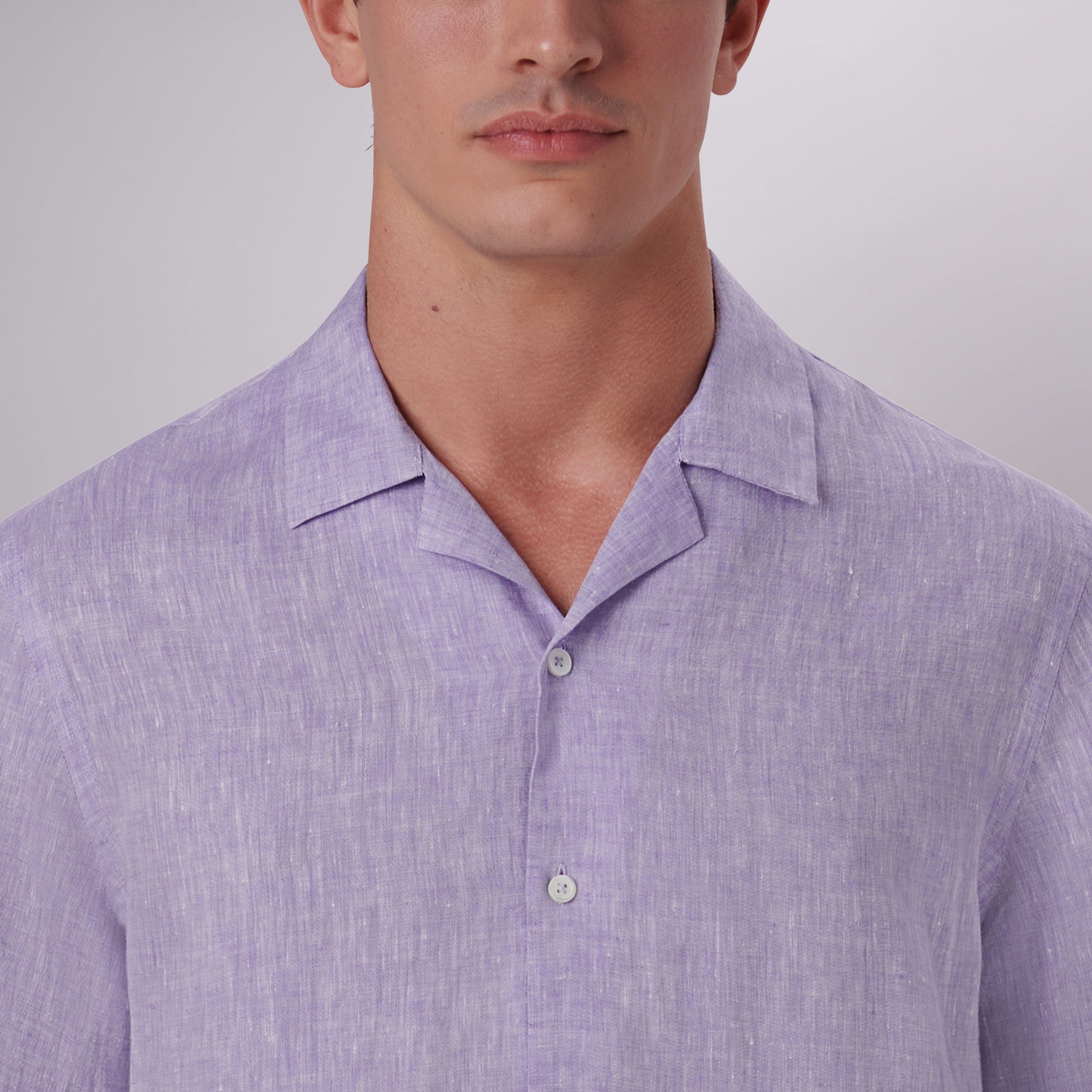 Bugatchi Jackson Solid Linen Camp Shirt Iris