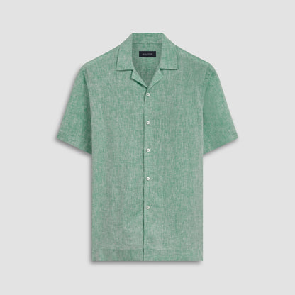 Bugatchi Jackson Solid Linen Camp Shirt Jade