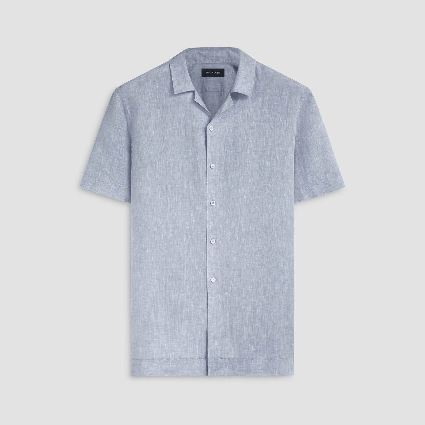 Bugatchi Jackson Solid Linen Camp Shirt Navy