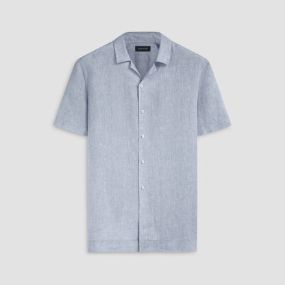 Bugatchi Jackson Solid Linen Camp Shirt Navy