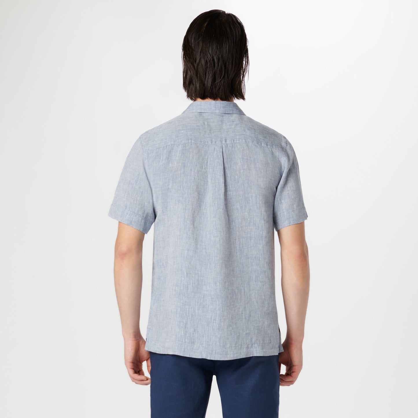 Bugatchi Jackson Solid Linen Camp Shirt Navy