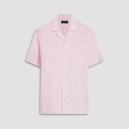 Bugatchi Jackson Solid Linen Camp Shirt Pink