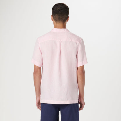 Bugatchi Jackson Solid Linen Camp Shirt Pink