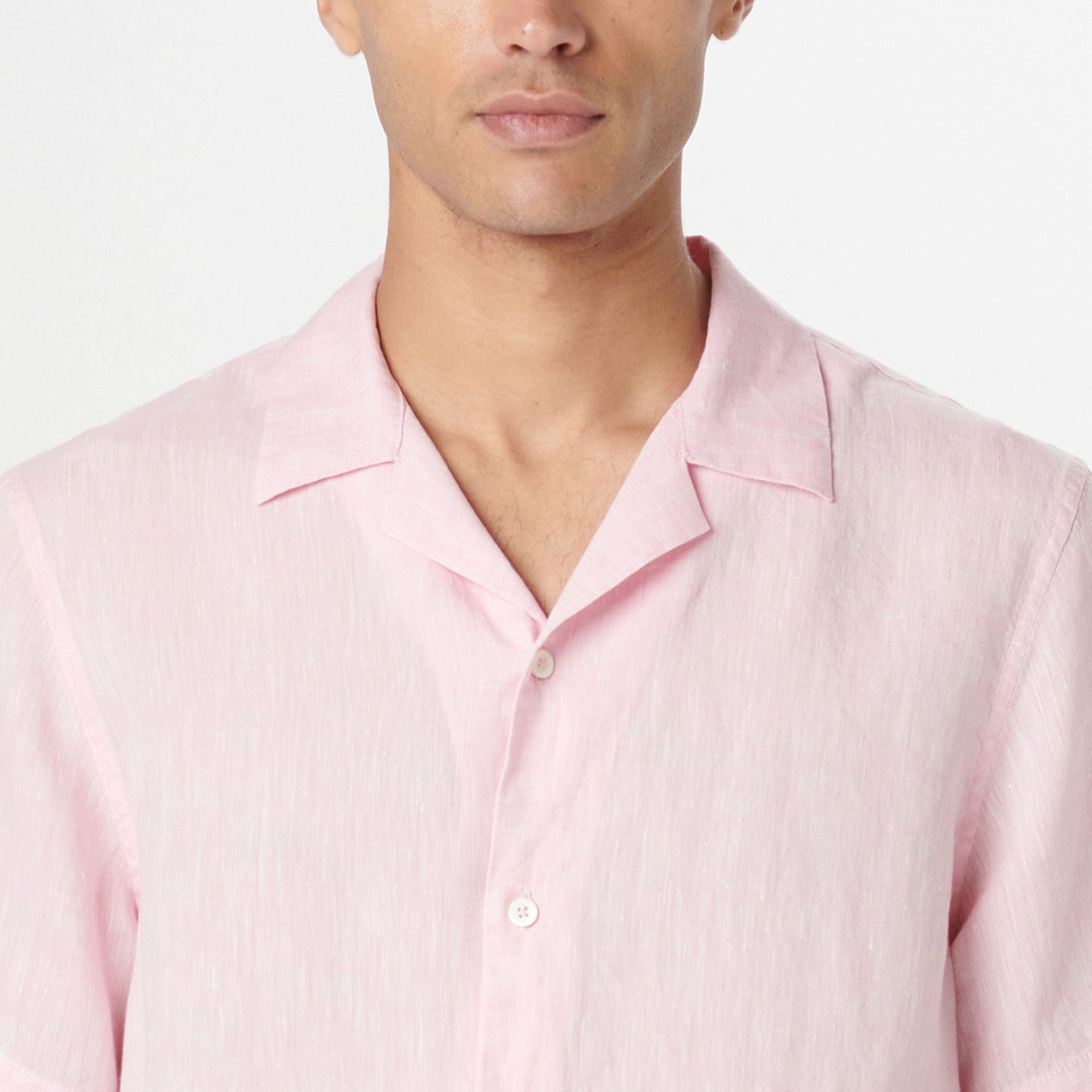 Bugatchi Jackson Solid Linen Camp Shirt Pink