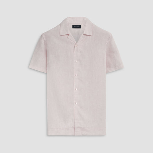 Bugatchi Jackson Solid Linen Camp Shirt Sand