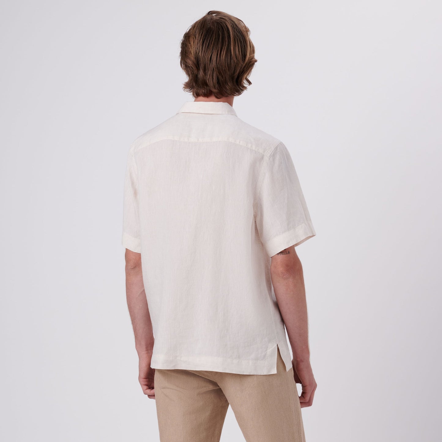 Bugatchi Jackson Solid Linen Camp Shirt Sand
