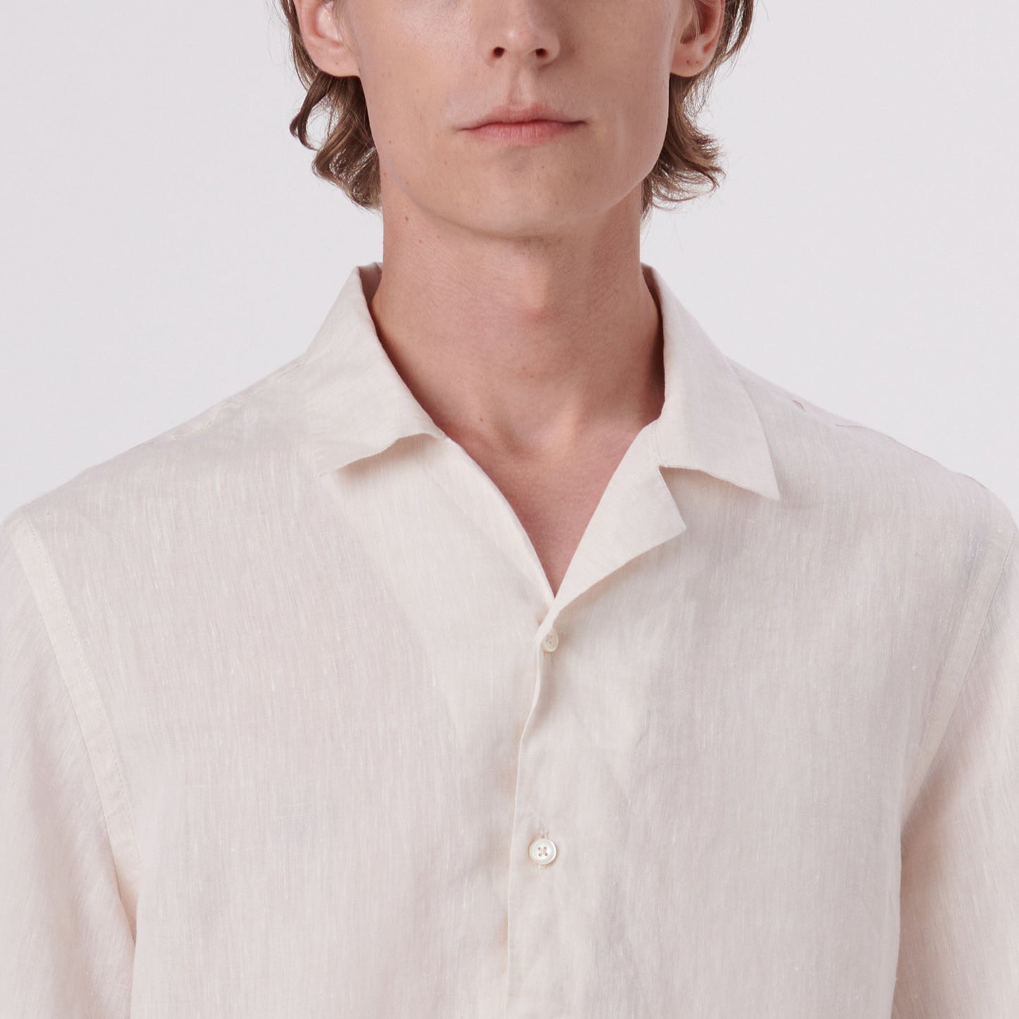Bugatchi Jackson Solid Linen Camp Shirt Sand