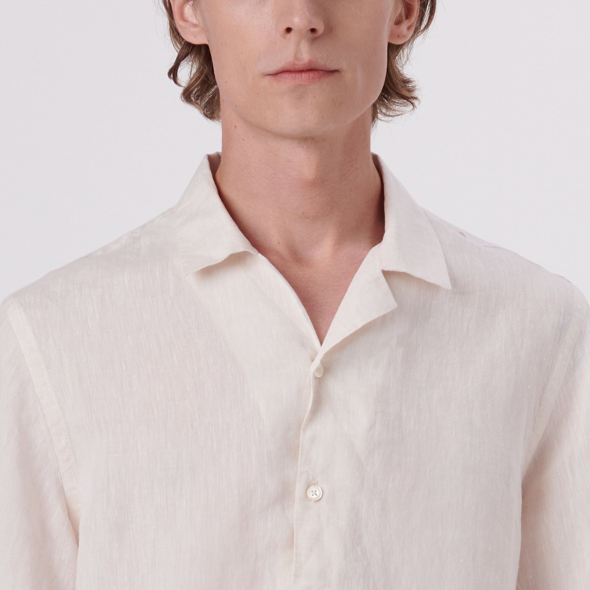Bugatchi Jackson Solid Linen Camp Shirt Sand