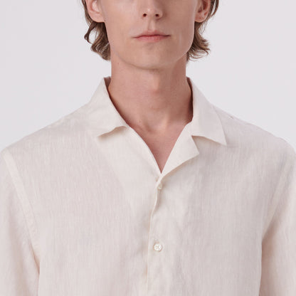 Bugatchi Jackson Solid Linen Camp Shirt Sand