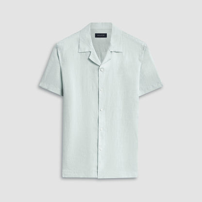 Bugatchi Jackson Solid Linen Camp Shirt Seafoam